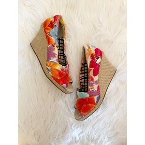 Floral TOMS Wedges